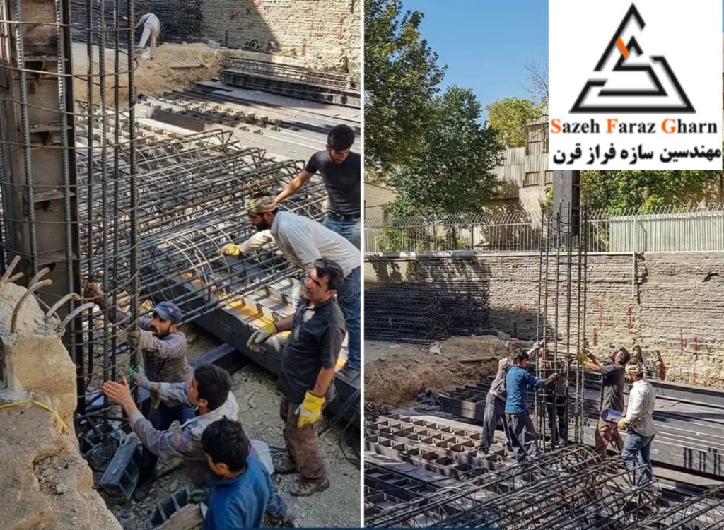 5جایگذاری قفسه آرماتور شمع و المان قائم خرپا در چاه